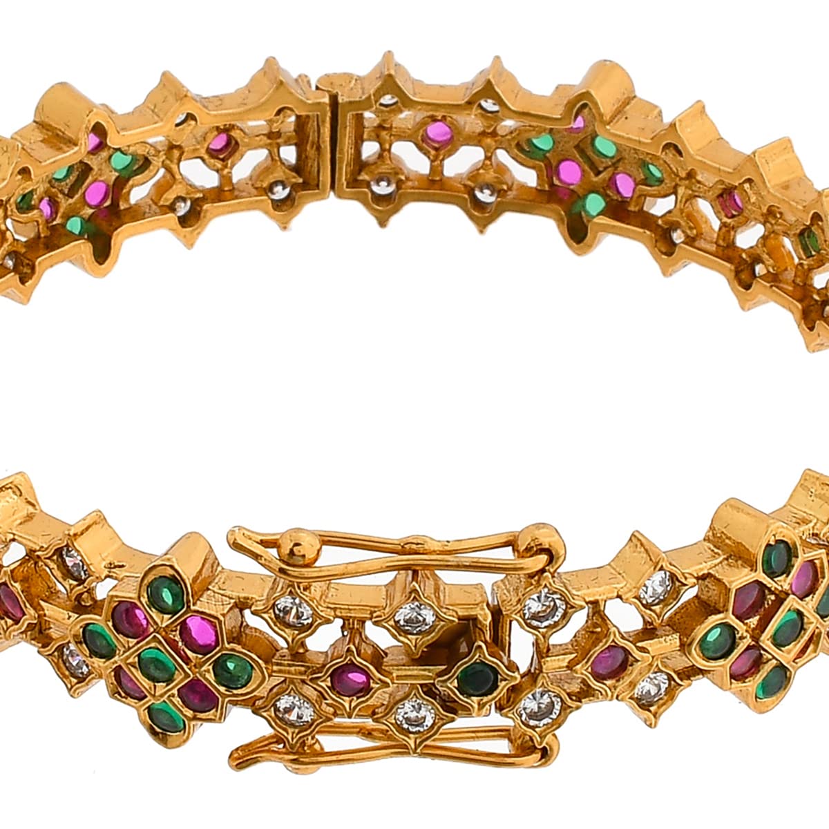 Sparkling Elegance Green-Red Studed Bangles
