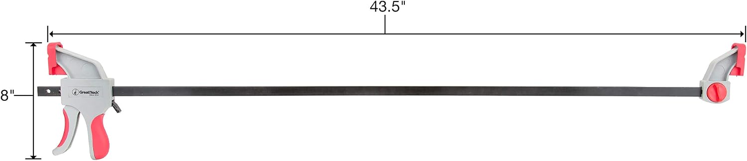 GreatNeck 59005 36 Inch Ratcheting Bar Clamp, 43.5 Inch Bar Clamp Spreader Distance, Quick Clamps for Woodworking, Rubber Jaw Pads, One-Handed Operation