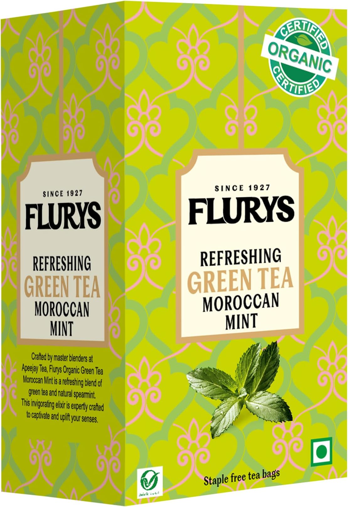 Ty-phoo Flurys Green Refreshing Organic Moroccan Mint 25 Tea Bags,42.5 Grams,green tea