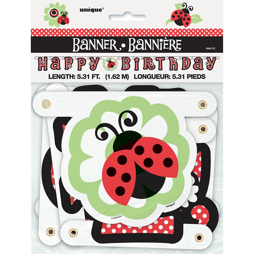 5ft Ladybug Party Happy Birthday Banner