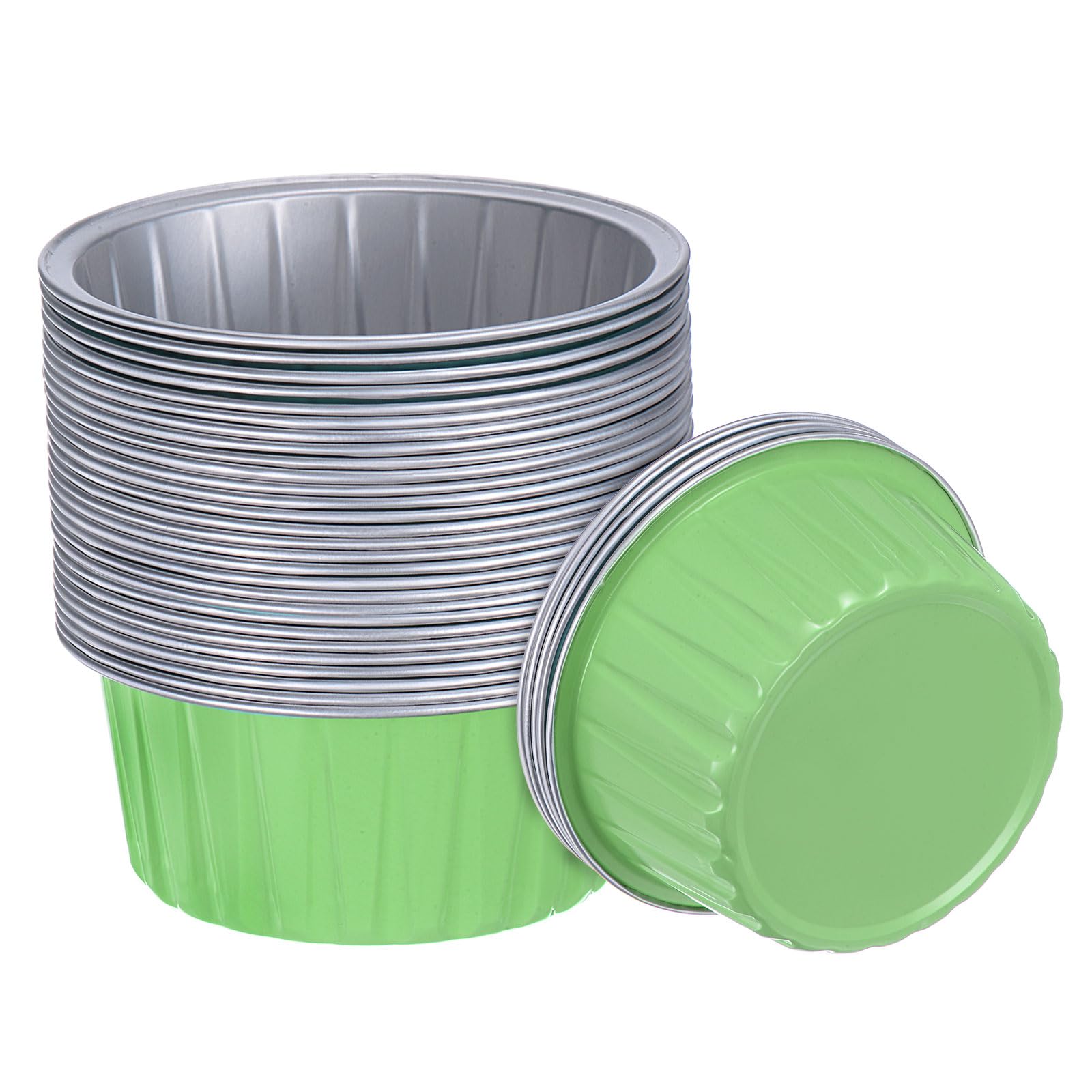 sourcing map Grass Green Cupcake Cups, 50pcs Aluminum Foil 5oz Standard Cupcake Liners Dessert Disposable Cupcake Baking Cups for Birthday Party Supplies Weddings Decorations