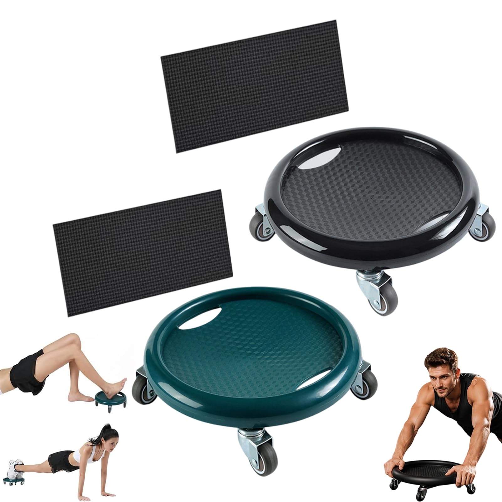 Abdominal Roller Wheel Disc with Knee Mat, 4-Wheel Ab Machine for Home (B+C)