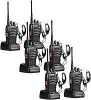 pxton Long Range Walkie Talkies for Adults - 6 Pack Rechargeable 2-Way Radios with Headphones, 16 Channels, Flashlight & VOX Hands-Free