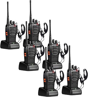 pxton Long Range Walkie Talkies for Adults - 6 Pack Rechargeable 2-Way Radios with Headphones, 16 Channels, Flashlight & VOX Hands-Free
