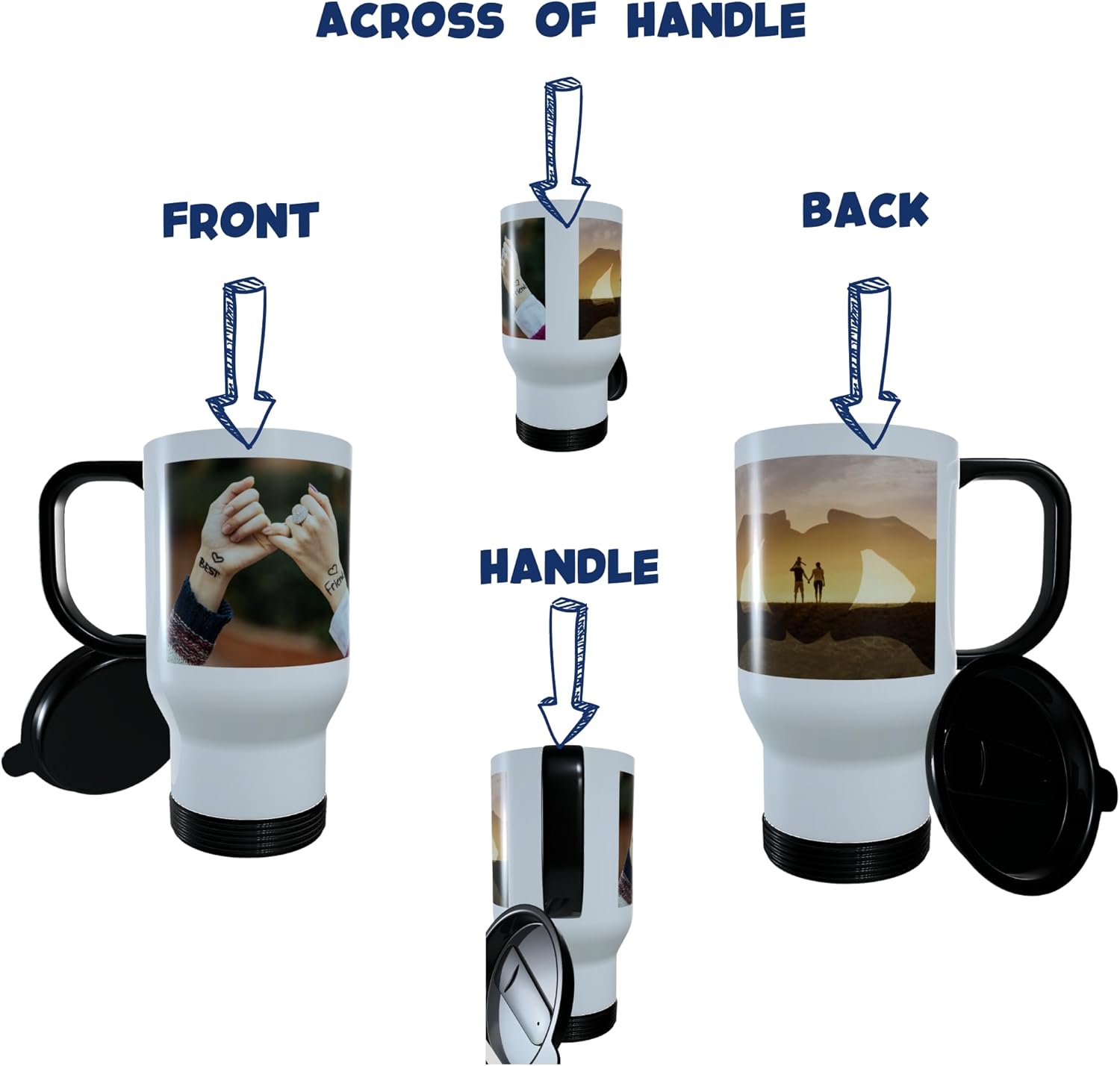 Personalized Travel Tumbler Add Custom Photo, Text, Name on Custom Mug - Print on Both Sides Insulated Customized for Men Women Tea Cup with Picture Message for Unique Gift - Image 2