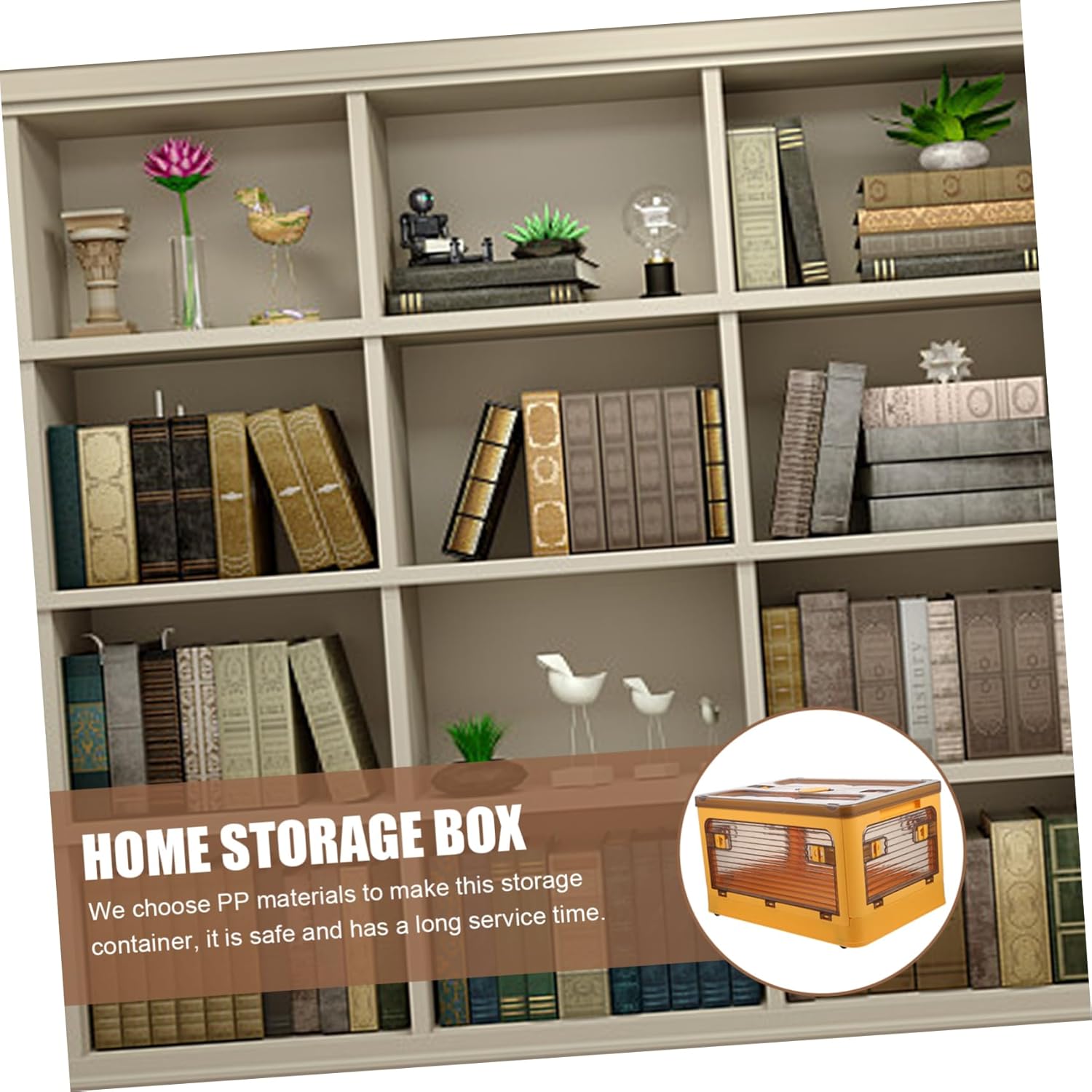 Foldable Transparent Desk Storage Holder with Cover and Wheels Portable Small Yellow Sundries Organizer Box for Home Office Bedroom PP Material Stackable Container