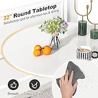 Vista 5 de Giantex White Round Dining Table, 32-inches Modern Tulip Kitchen Table with 0.9” Thickened Tabletop & Sturdy Metal Pedestal, Mid-Century Leisure