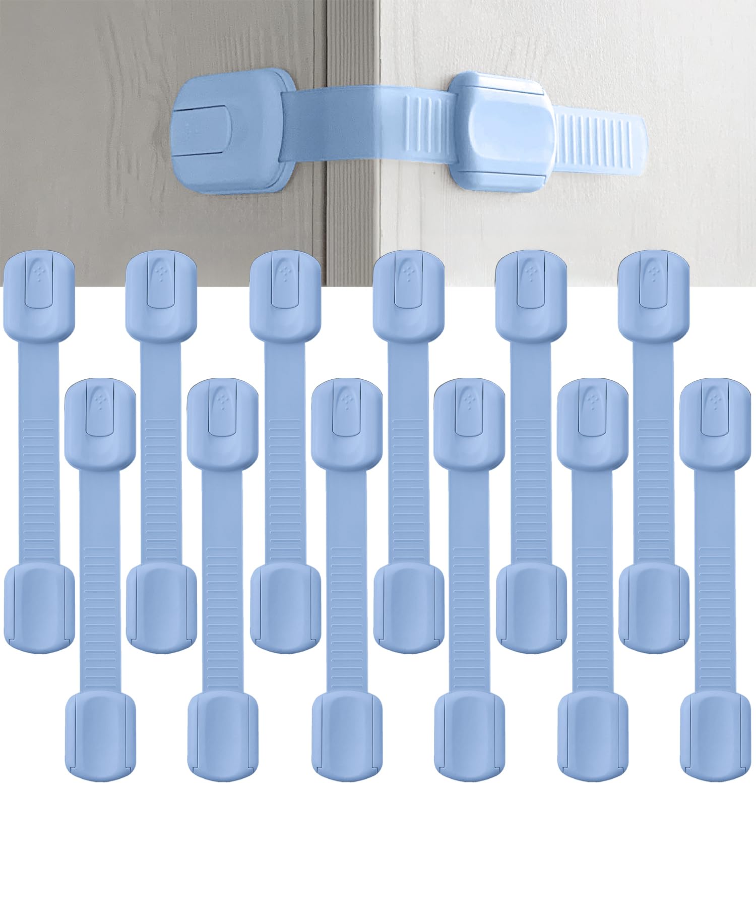 Bates- Child Safety Strap Locks, 12 Pack, Baby Blue