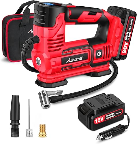 Miniatura 1 de AVID POWER Compresor de aire portátil para inflador de neumáticos, bomba de neumáticos de coche inalámbrica de 20 V con batería recargable de iones