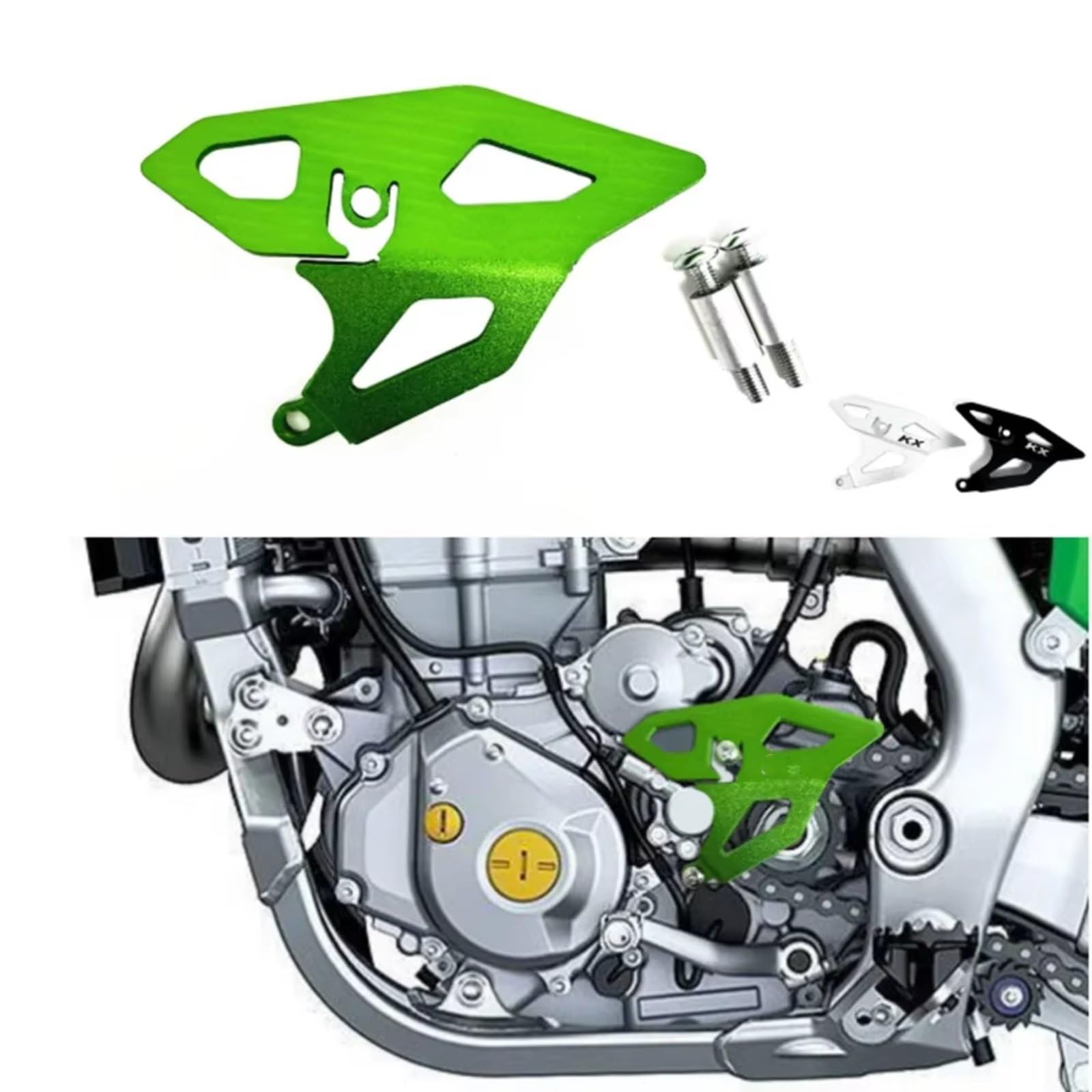 Protector cubierta cadena protector piñón delantero para para KX250 Cubierta Piñón motocicleta | Proteger los componentes críticos de escombros, piedras y daños durante la conducción diaria(Green)