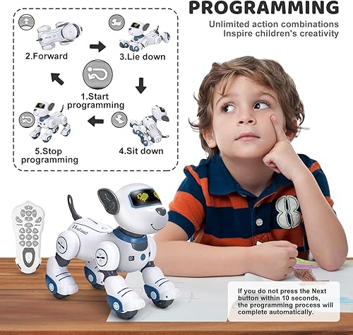 Miniatura 2 de Robot de juguete para perros con control remoto cachorro robótico programable para niños, robot interactivo inteligente para mascotas, perro que