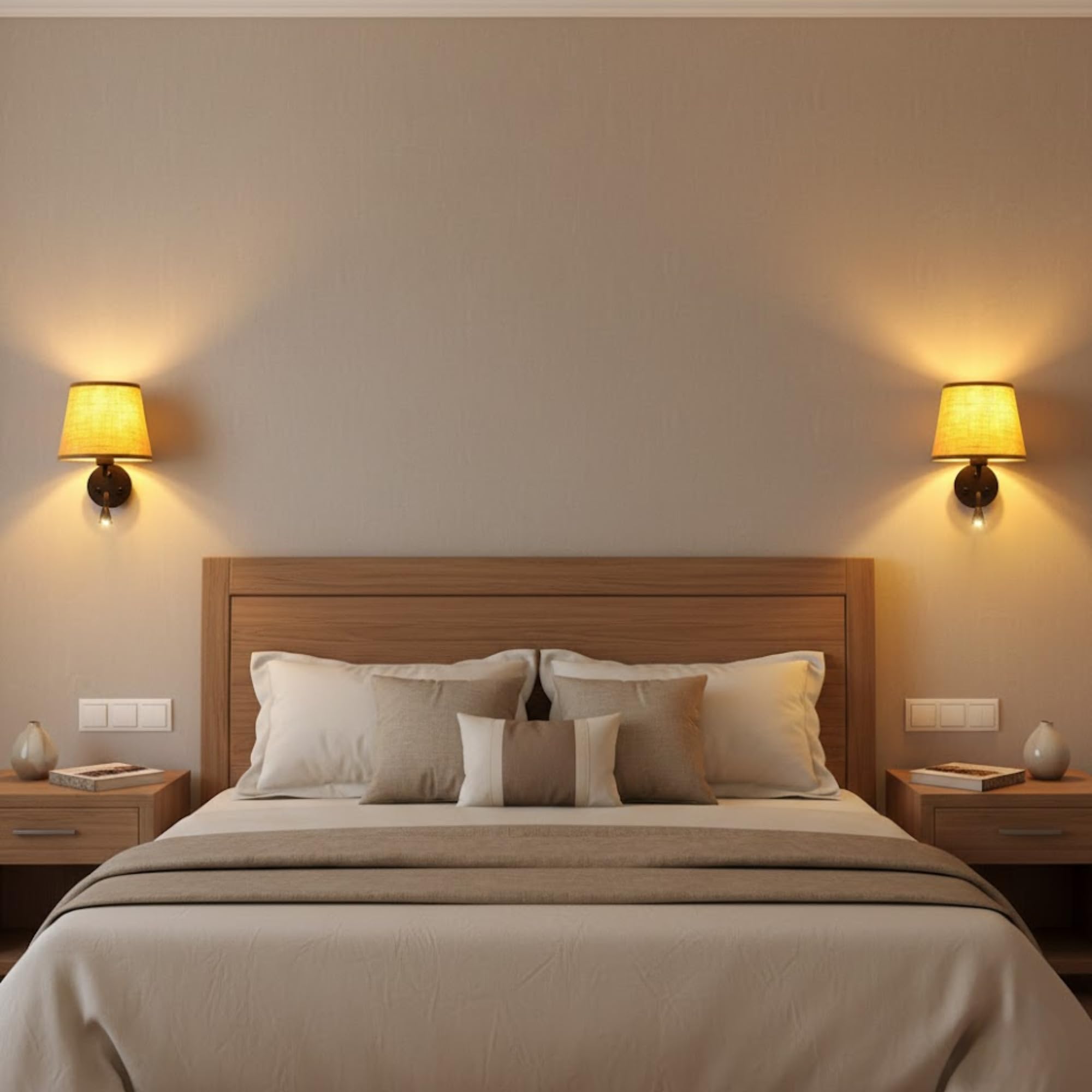 BarcelonaLED Applique murale LED E27 avec spot de lecture orientable 3 W Écran textile Interrupteur pour chambre, tête de lit, salon