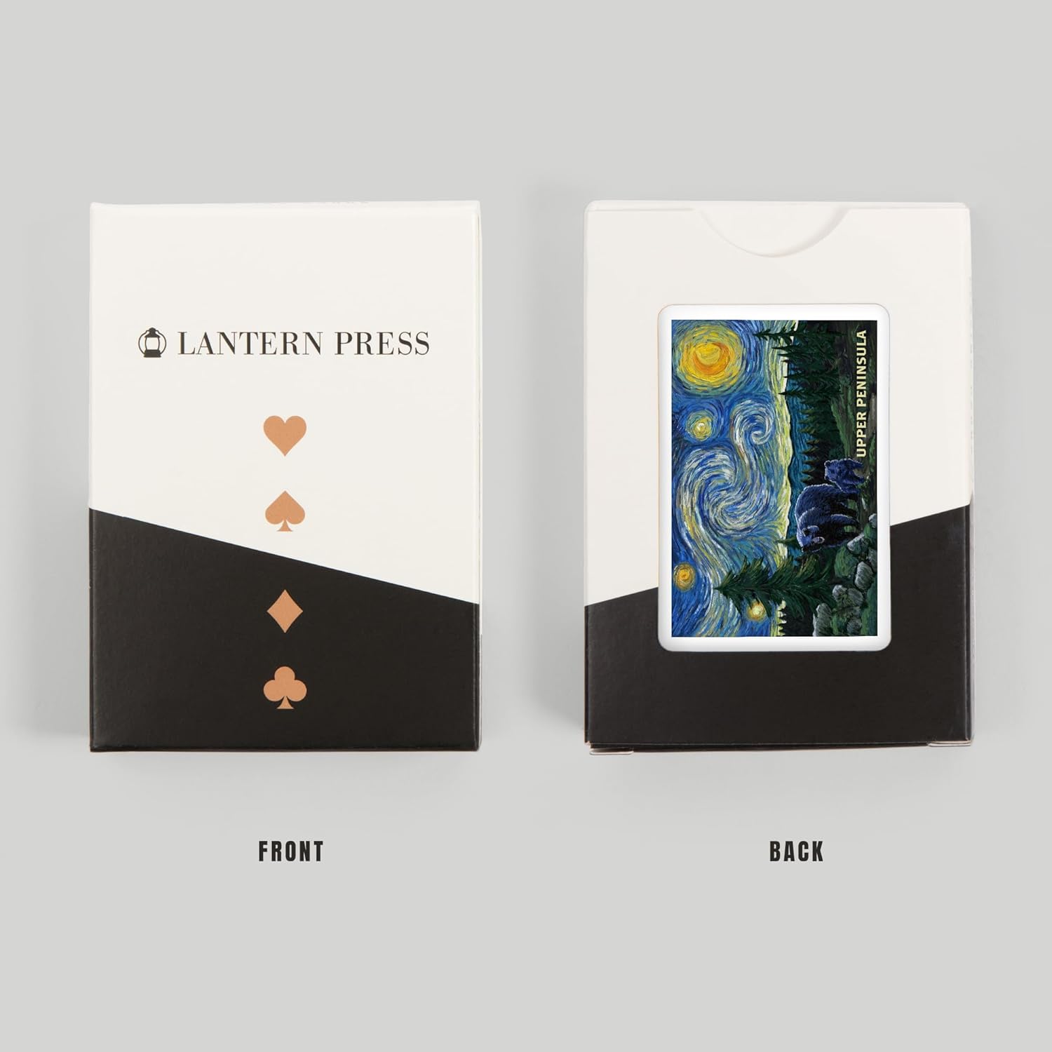 Lantern Press Upper Peninsula, Michigan, Starry Night, Bear and Cub, 52 Playing Cards for Adults, Poker Size Card Deck
