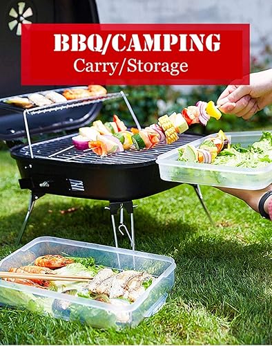 Miniatura 4 de Contenedor organizador de refrigerador, recipientes de plástico para almacenamiento de alimentos con tapa, 3 capas, sin BPA, apilable organizador de