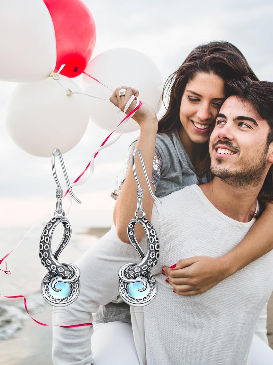 Moonstone Animal Earring 925 Sterling Silver Highland Cow/Fox/Raccoon/Black Cat/Butterfly Earrings Birthday Christmas Jewelry Gift for Women Animal Lovers - Image 5