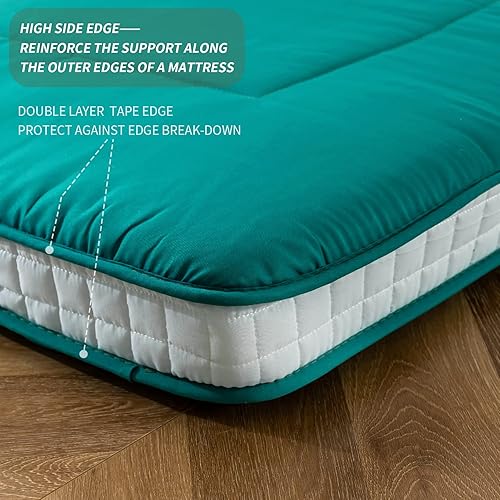 Miniatura 58 de MAXYOYO - Colchón tipo futón japonés, acolchado, para cama, extra grueso, plegable, transpirable, tumbona para el suelo, cama de invitados para Azul