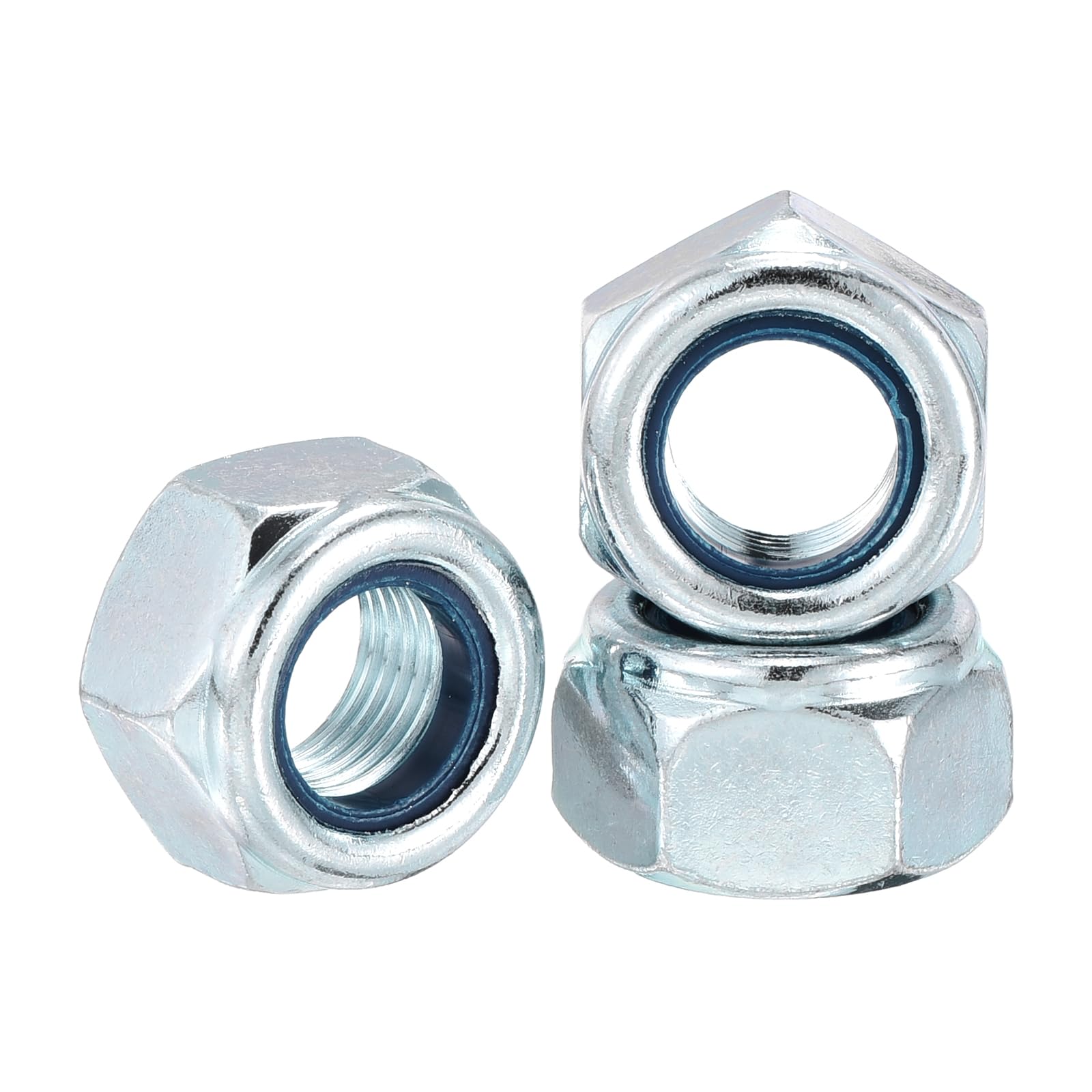 Kozelo 10Pcs M12-1.25 Nylon Locking Hex Nuts CarbonSteel Blue and White — image 1