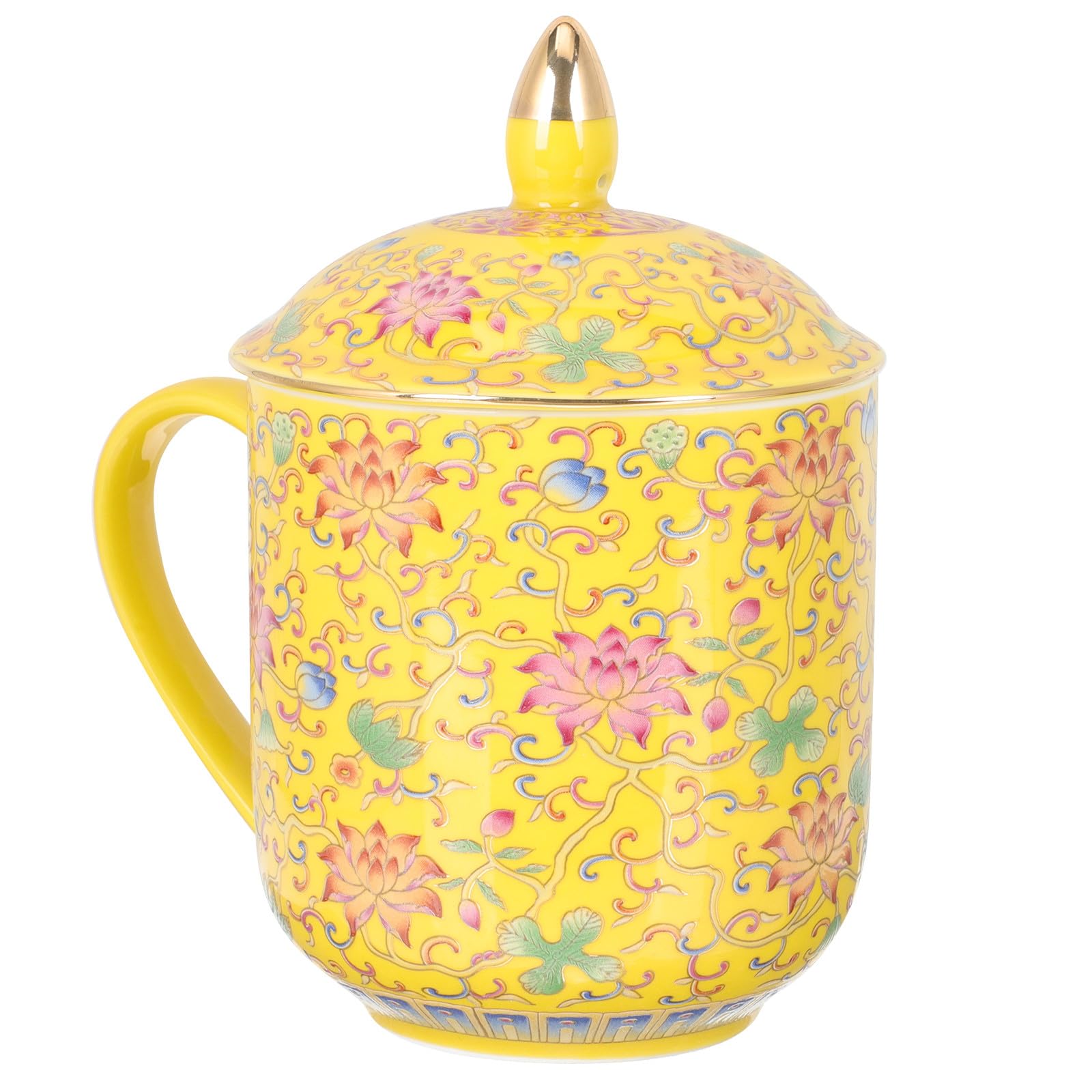 Mipcase Keramik Teetasse mit Deckel und Teesieb Kompakter Porzellanbecher für Losen Tee Spülmaschinenfest Geeignet für Büro und Zuhause Asiatische Teetasse