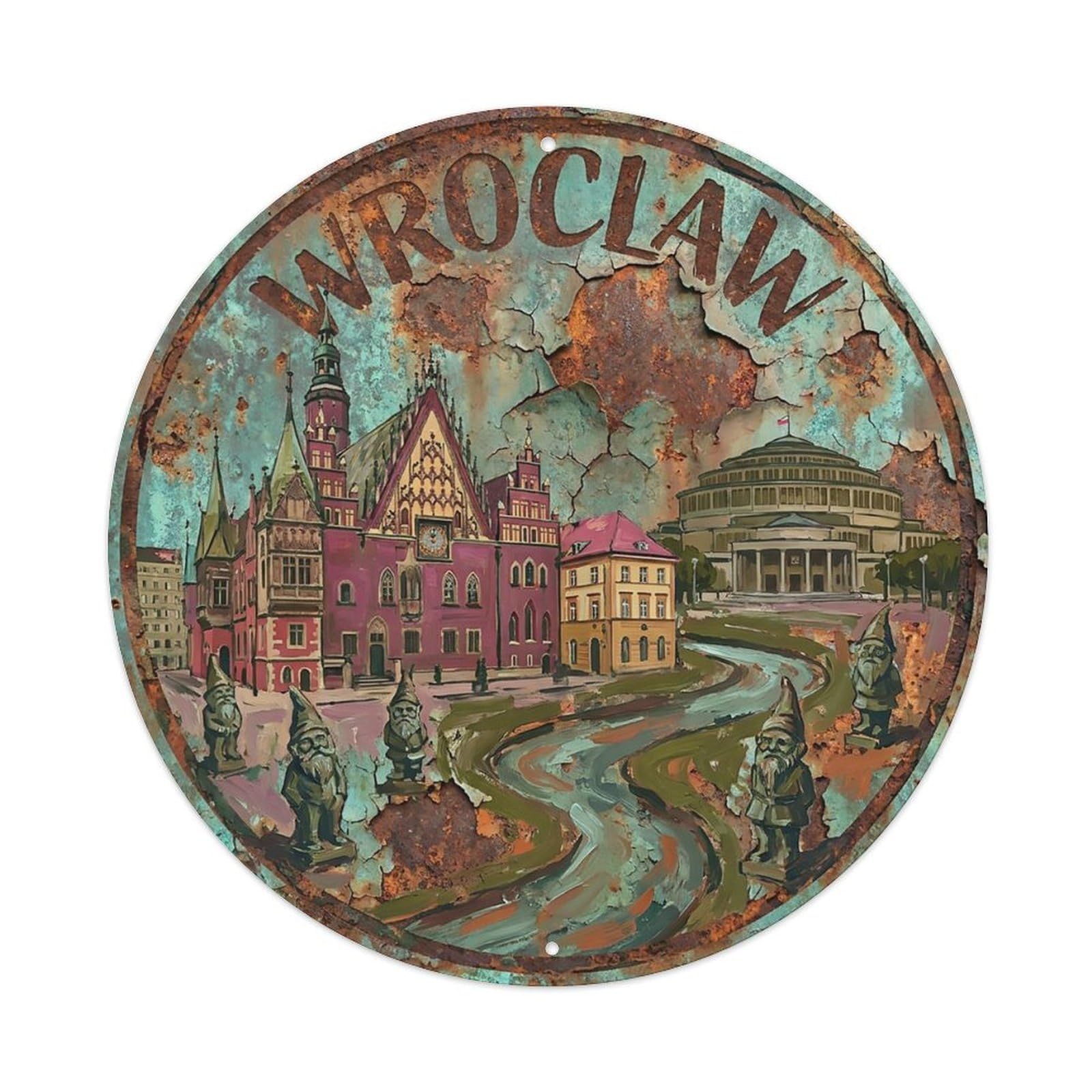 Poland Vintage Travel Wroclaw Metal Tin Sign