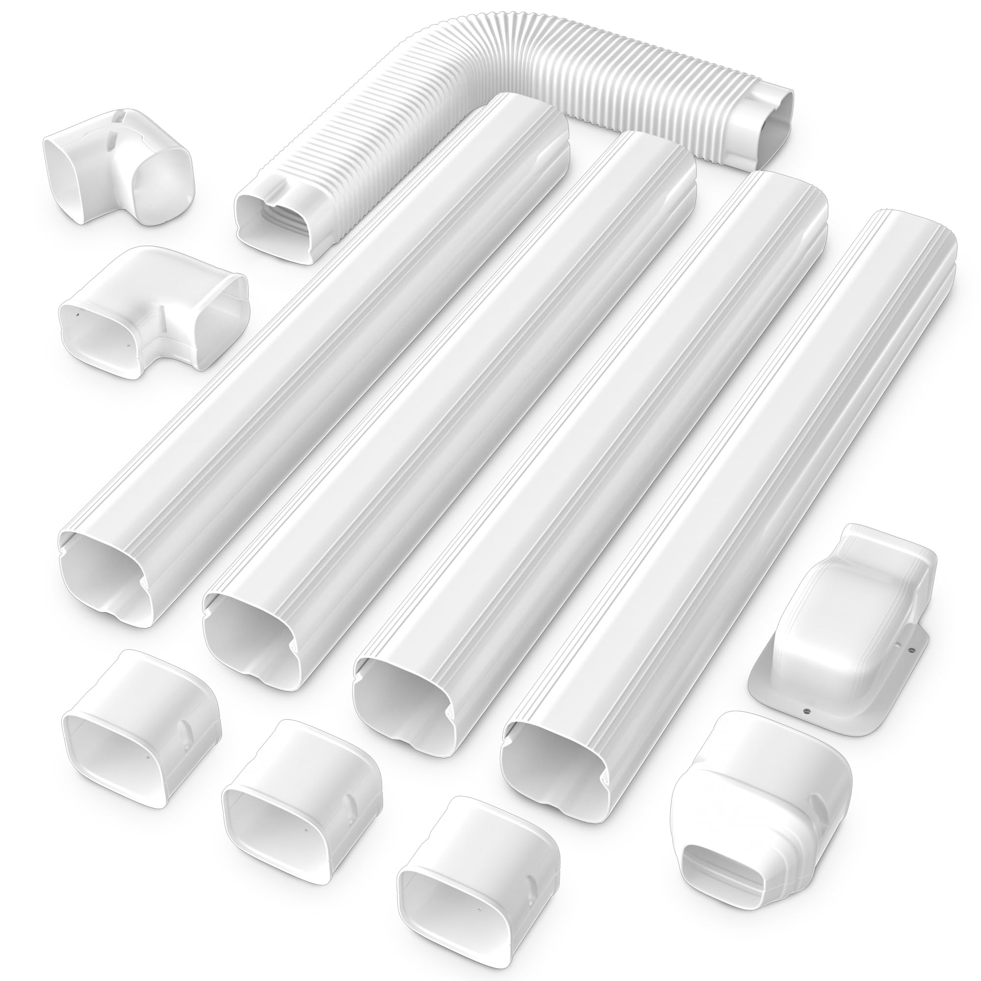 3" 15.5Ft Mini Split Line Set Cover with Flexible Pipe, AC Line Set Cover for Mini Split and Central Air Conditioner & Heat Pump