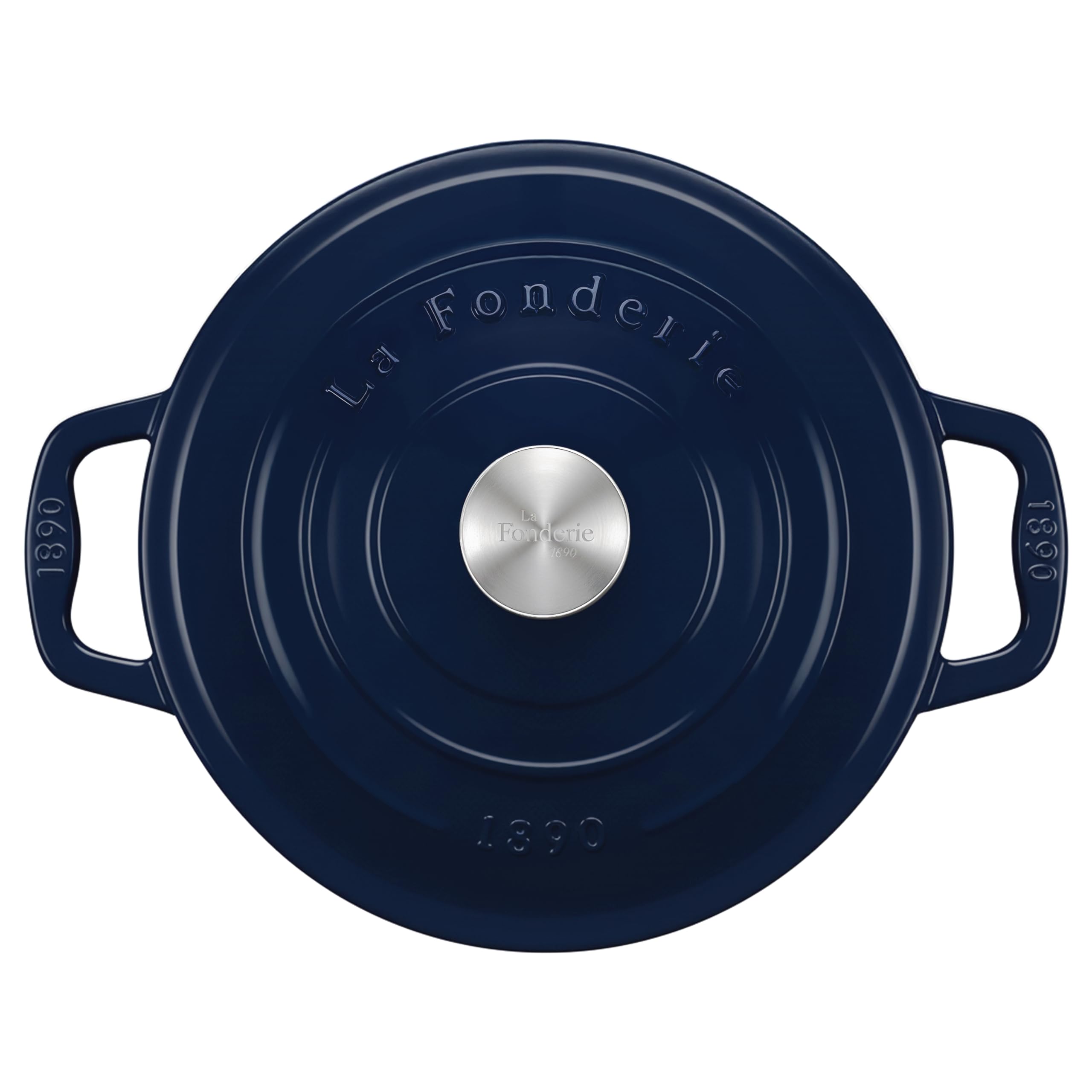 Pentola rotonda in ghisa smaltata ALMA25, capacità 4,7 L, compatibile con induzione, gas, elettrico, grill e forno, coperchio in ghisa, ideale per stufare e arrostire, blu navy