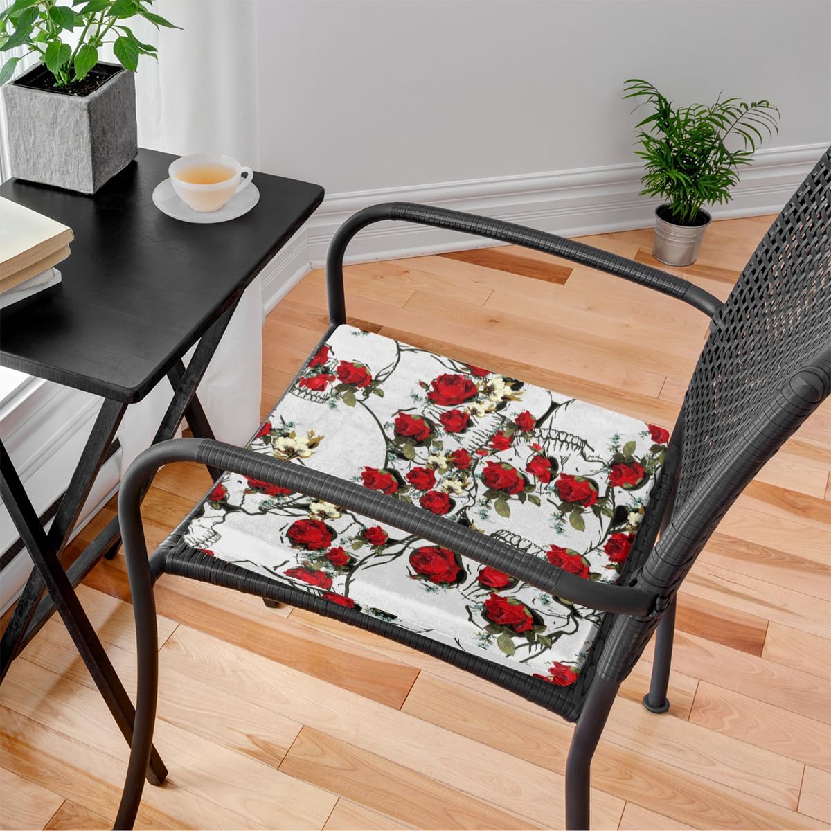 Tavisto Red Rose Floral Chair Cushions for Dining Chairs Kitchen Chair Pad Washable Chair Seat Cushion for Dinning Room Home Decor, 16" x 16"
