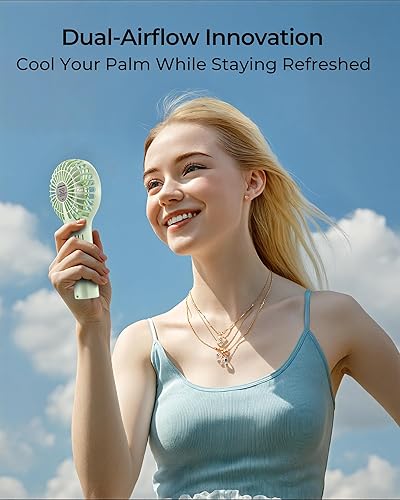 Miniatura 2 de wegte Ventilador de mano, ventilador portátil recargable, ventilador USB recargable de 1200 mAh, ventilador de escritorio pequeño personal de 3