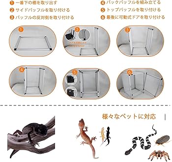 Amazon | スクリーンテラリウム、ホワイト、ブラック ペットハウスの無