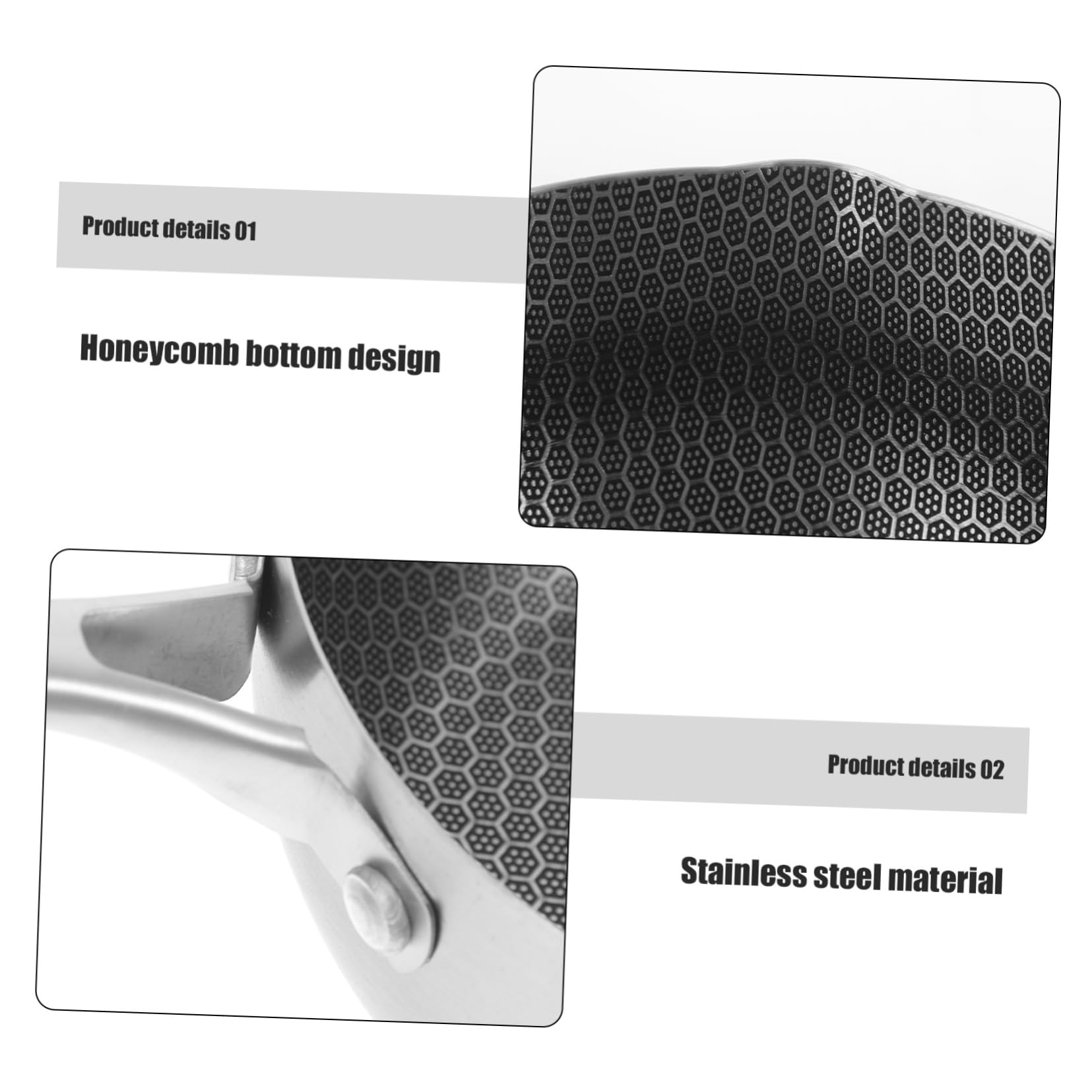 SOIMISS Sartén de Acero Inoxidable Superficie Antiadherente en Panal 20 Cm, Compatible Inducción, Cocina Diaria para Familias Pequeñas, Sartén Multifuncional sin Tapa