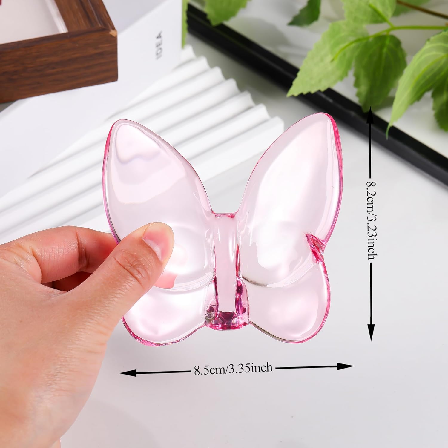 2pcs Crystal Butterfly Figurine,Butterfly Collectibles Glass Art Glass Animals Crystal Wedding Decortion for Home Butterfly Gifts for Women(Purple+Pink) - Image 5