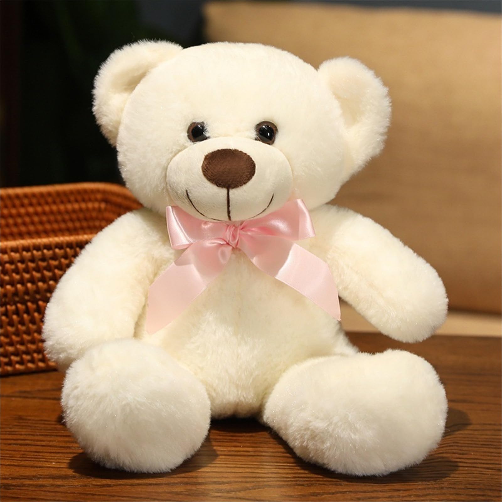 KUKUShining Charming Teddy Bear Plush, Soft And Huggable Stuffed Toy, Great For Kids Adults Perfect For Snuggling, Play, And Home Decoration(White)
