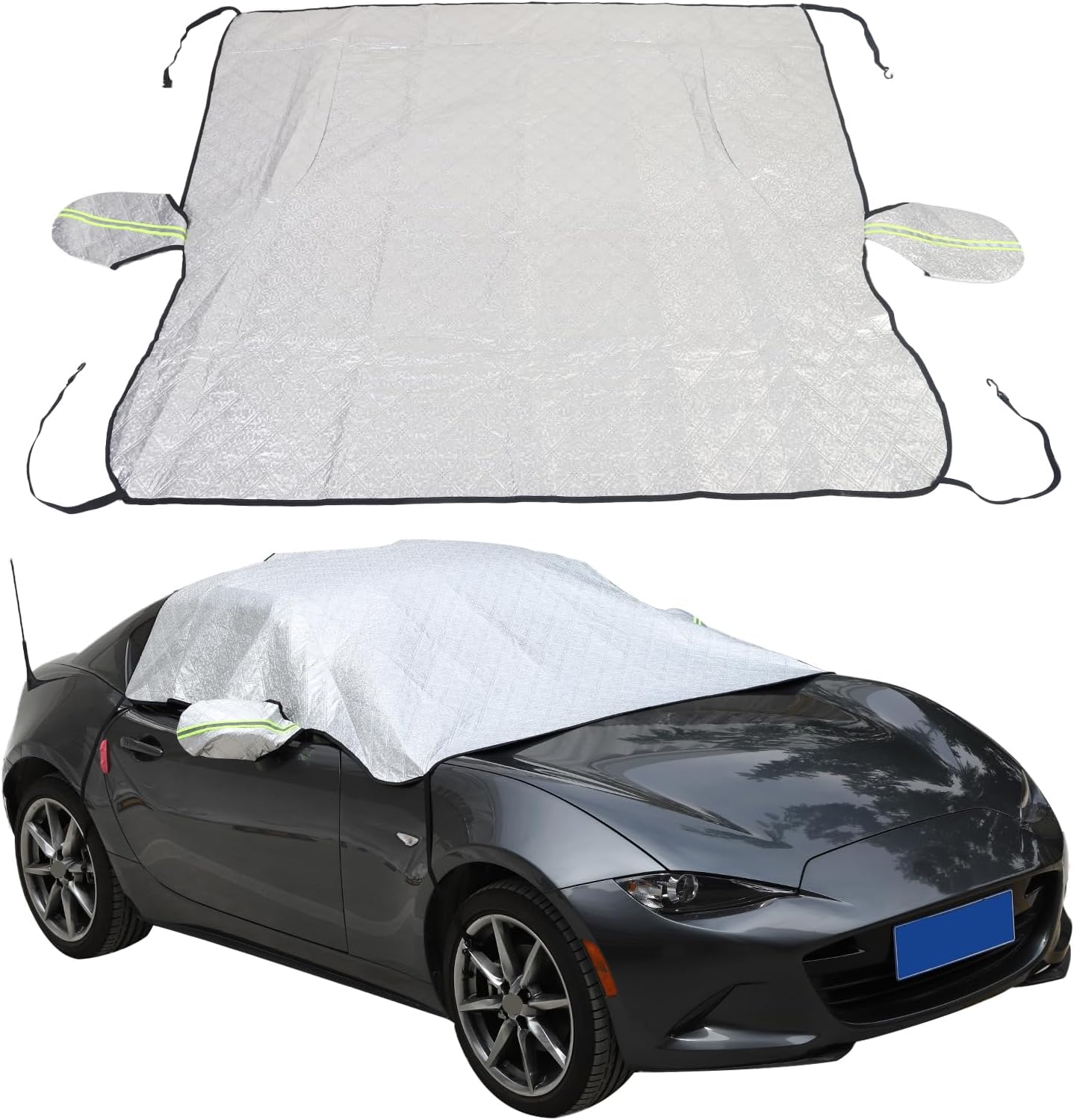 Car Windshield Snow Cover Compatible with Mazda MX-5 2015-2023, Windshield Cover for Ice and Snow, Windshield Frost Cover Ice Removal Wiper Protector, Windshield Snow Ice Cover (Style A)