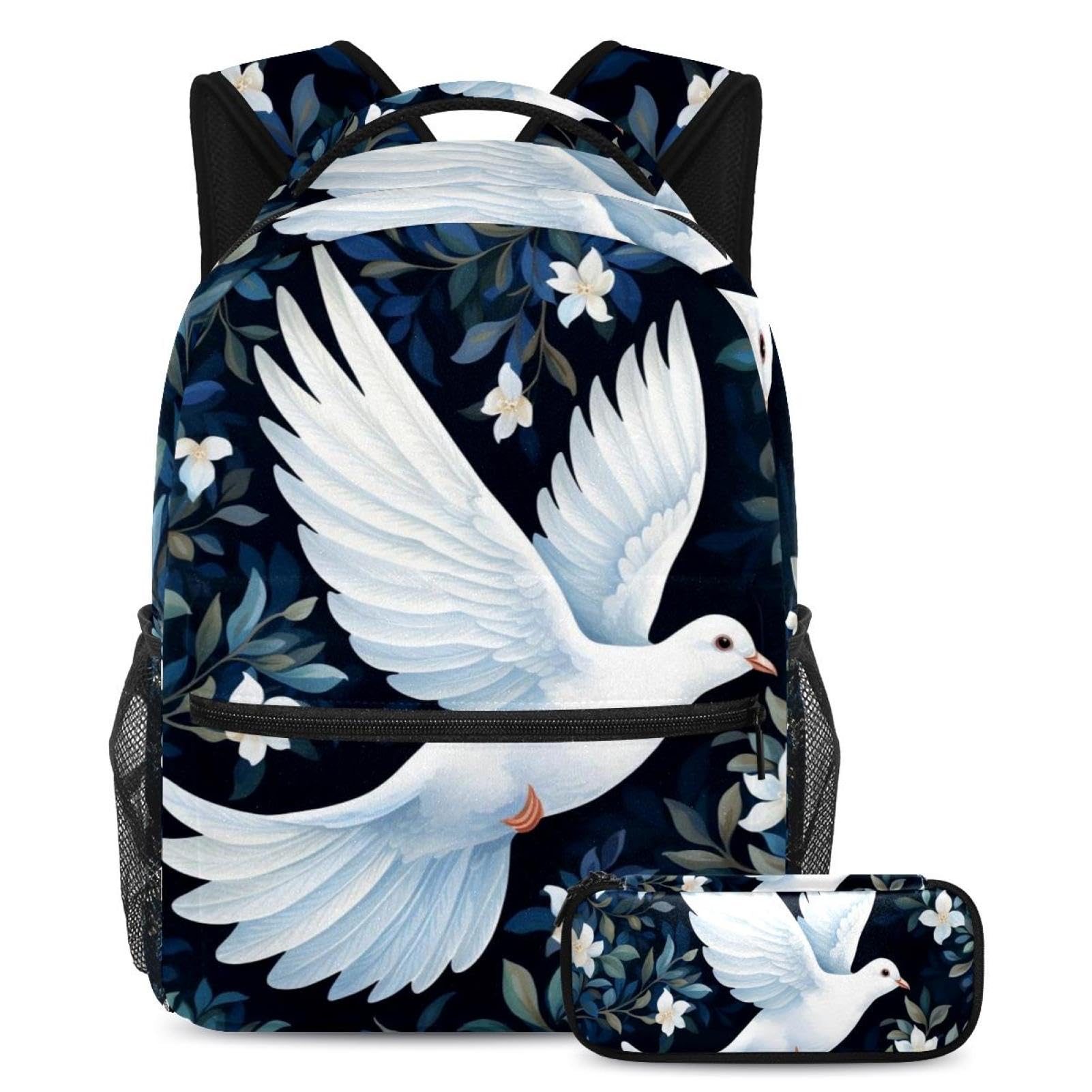 Sac à dos colombes blanches grand format pour le lycée et les sorties - 7