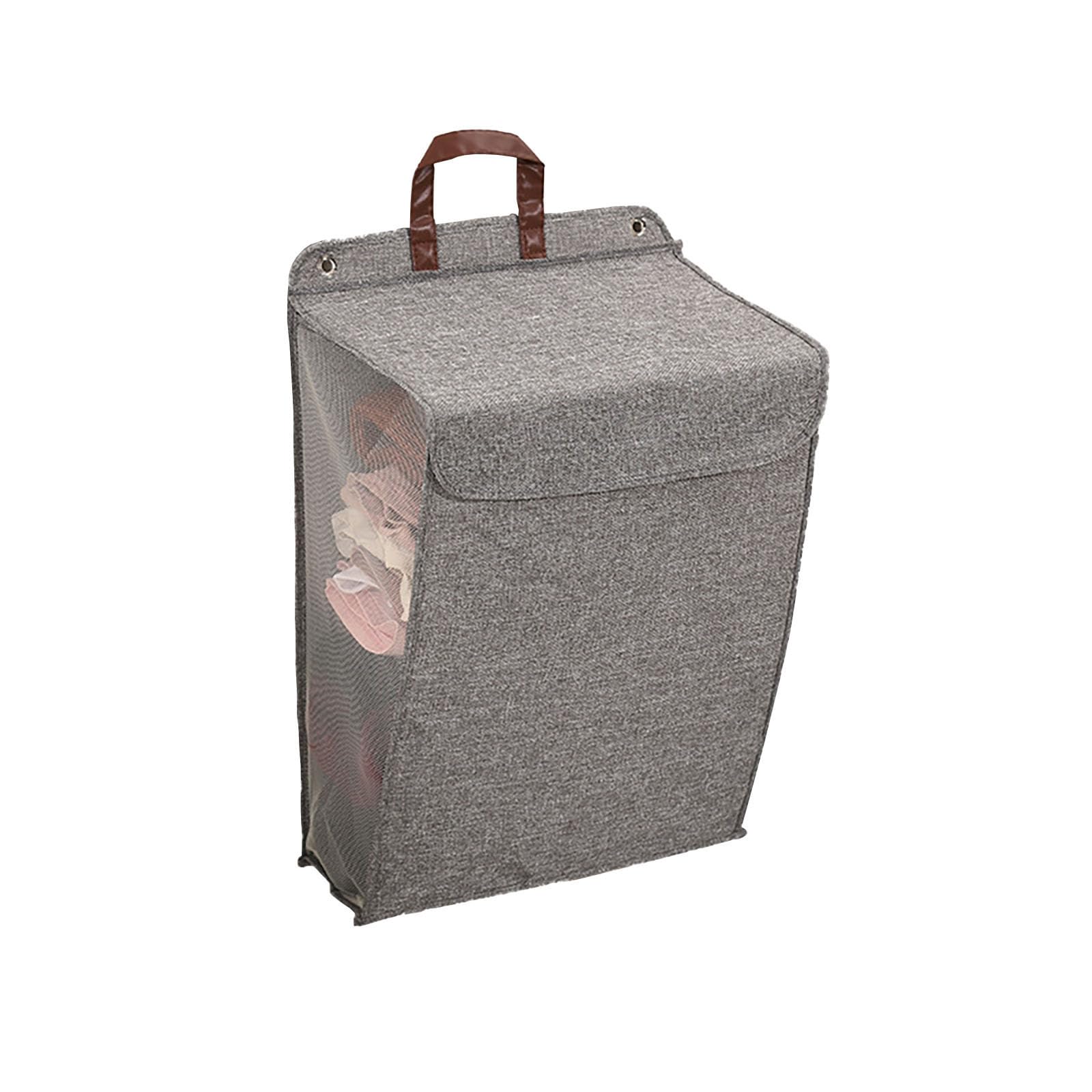 Cesto Ropa Sucia Pared Organizador Compresible Cesto Ropa Sucia Plegable con Tapa Contenedor Ropa Sucia Transpirable Antigolpes Estrecho (Gray-L)