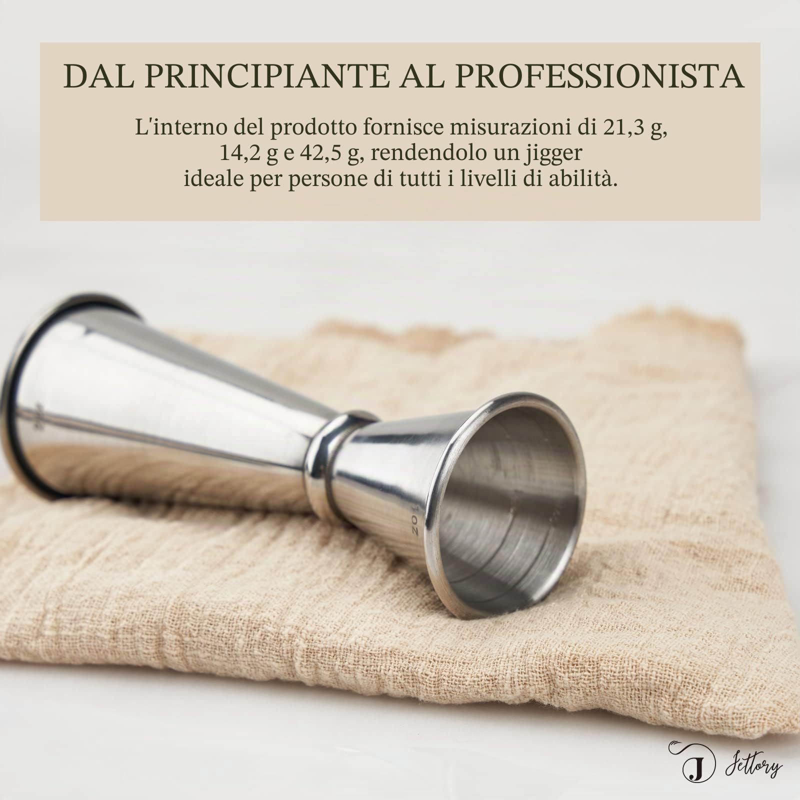 Jigger | Jigger Giapponese 1oz / 2oz con Misure Interne | Jigger per Cocktail in Acciaio Inox 304 per Bartending | Strumento Professionale per Bar (Argento)