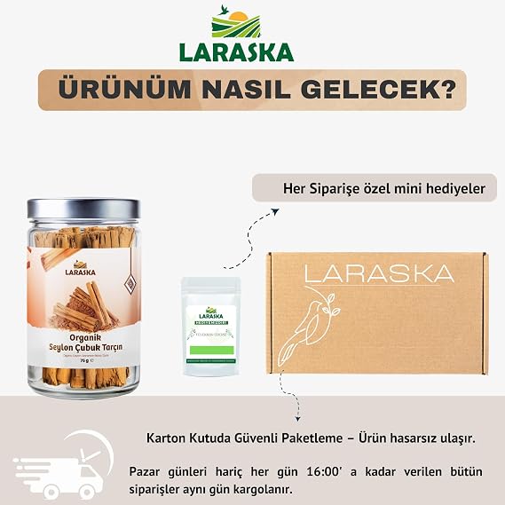 Organik Seylon - Seylan Çubuk Tarçın 75g- Organic Ceylon Cinnamon Sticks 75g Cam