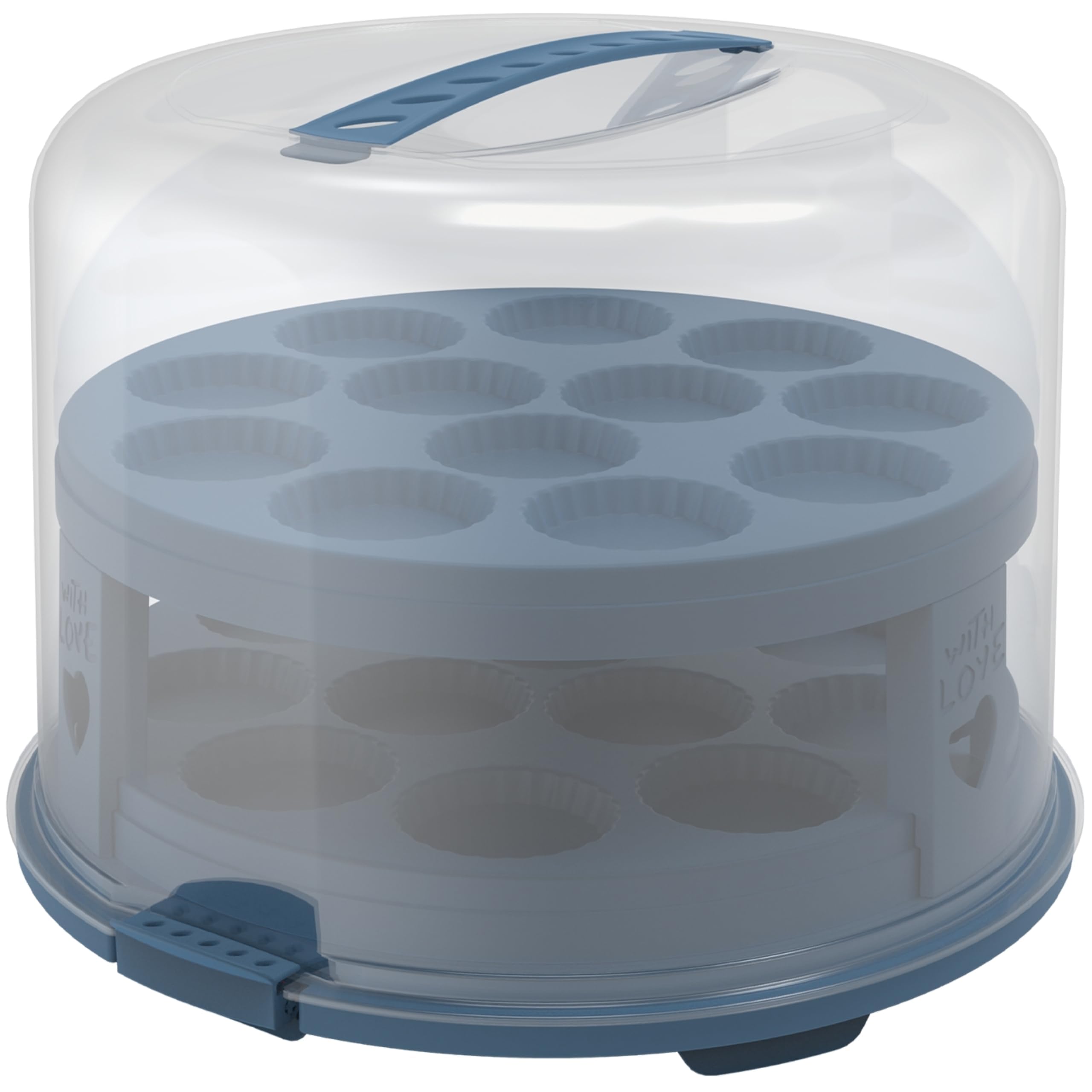 Rotho Fresh Tortenglocke hoch mit Trays, lebensmittelechter Kunststoff, blau/transparent, (35.5 x 34.5 x 26.0 cm)