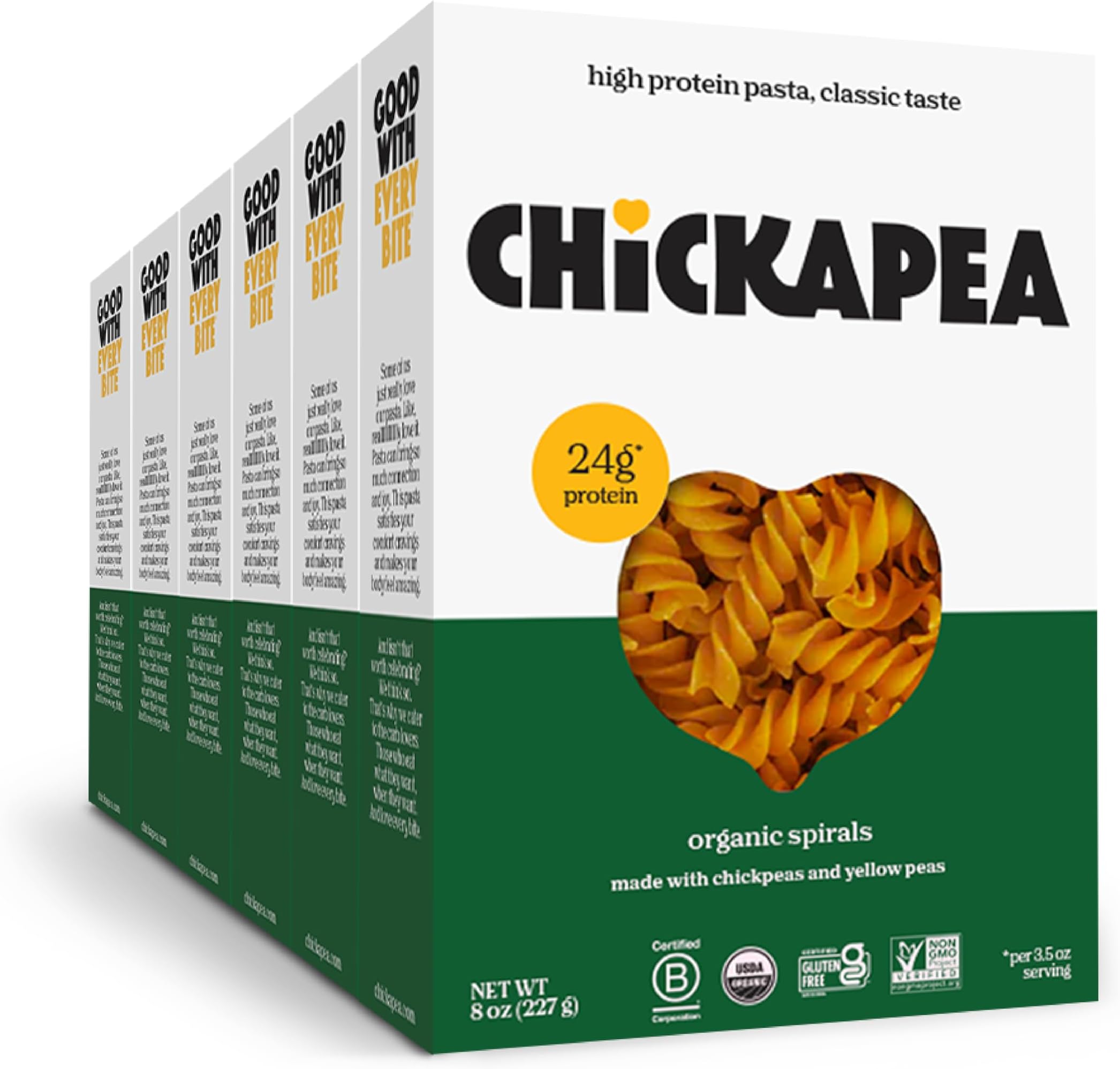 Chickapea Organic Chickpea Noodles - Spirals - 8oz (Pack of 6)