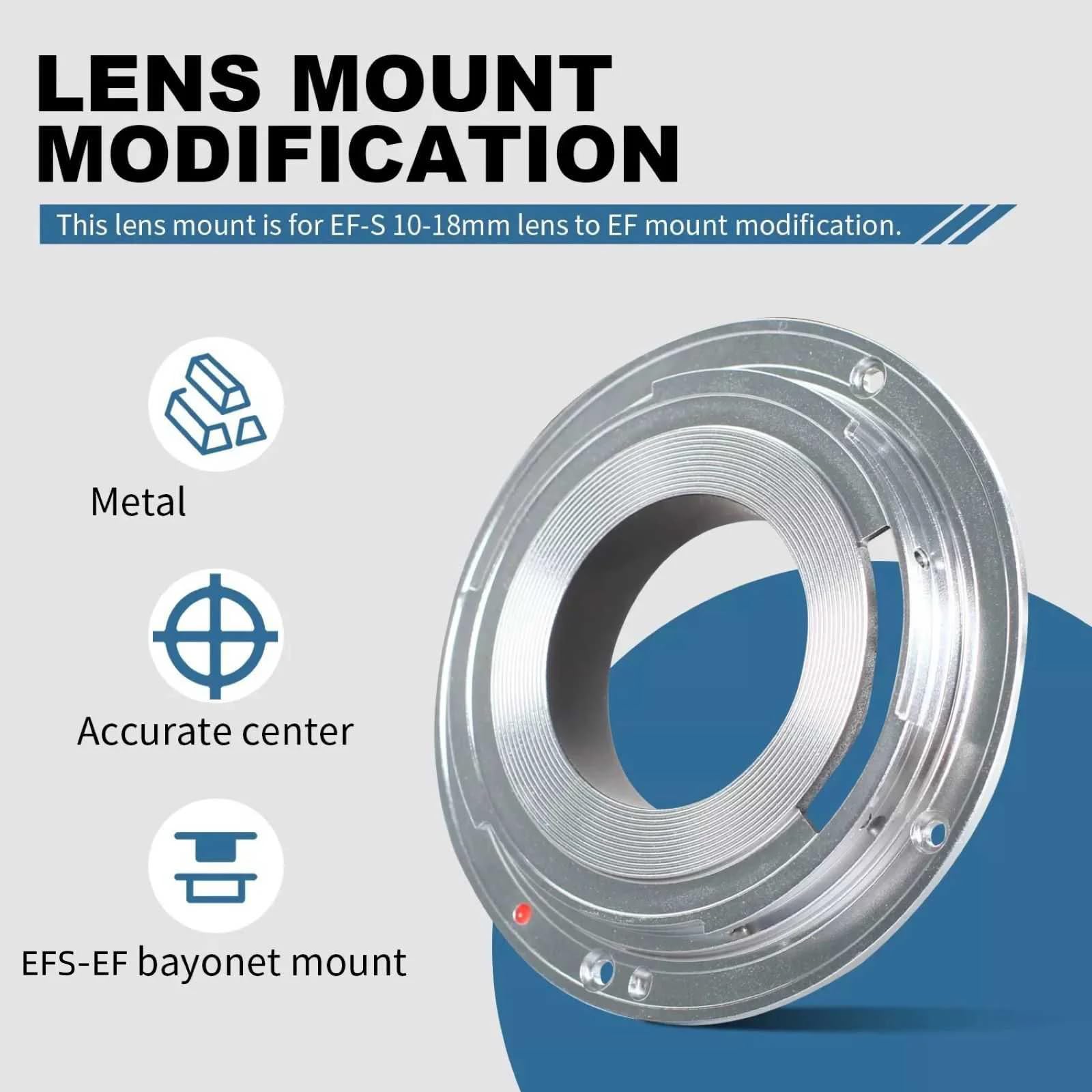 Adaptadores profesionales EFS de 10-18 mm a EF, anillos de metal antirreflejos para producción de video de fotograma completo, adaptadores EFS a EF