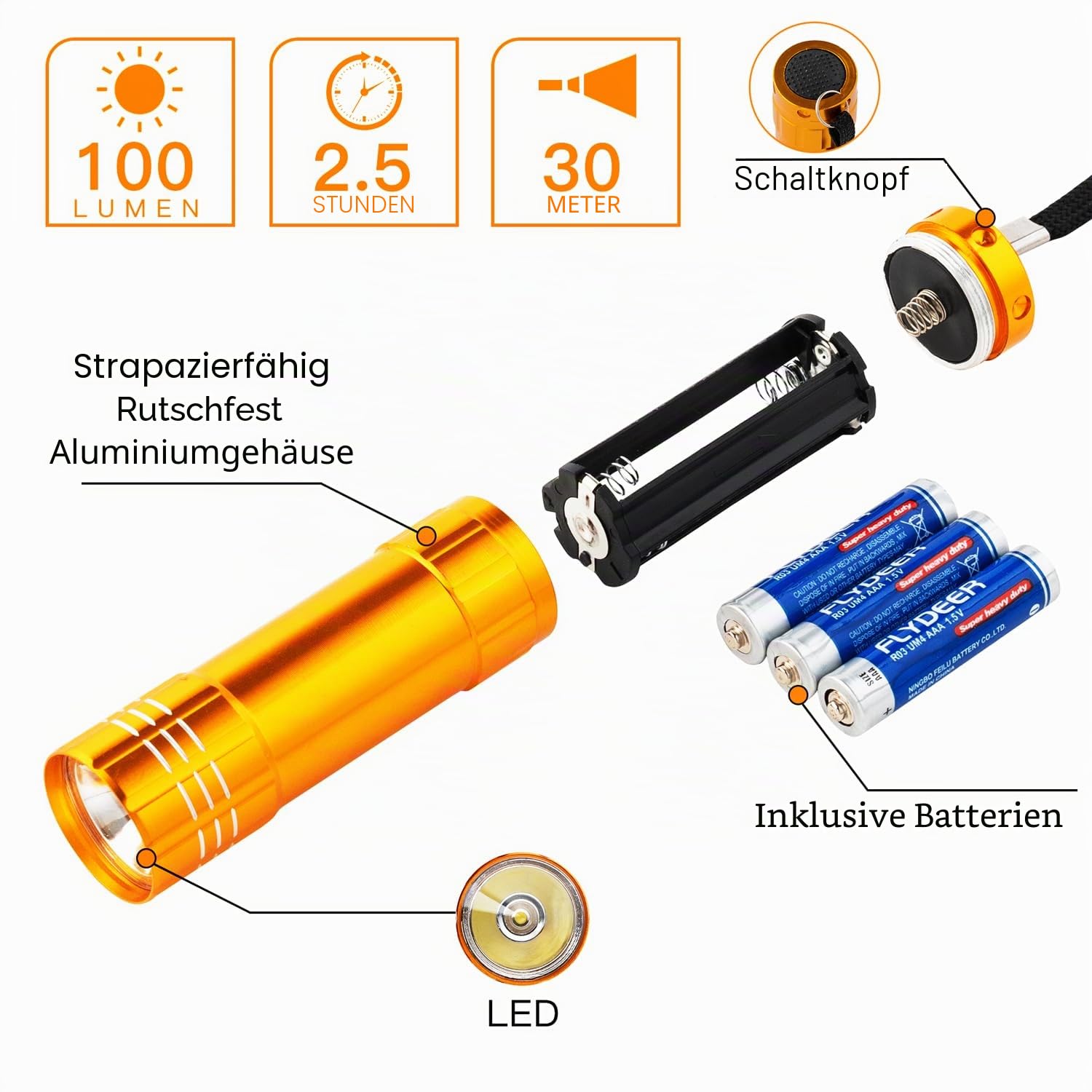 KunHe 6 Stück Mini Taschenlampe Set – Kleine Taschenlampe für Mädchen Jungs Kinder mit 18 AAA Batterien mit Schlüsselband – Ideal als Mitbringsel Party Geschenke Kindergeburtstag Camping Gastgeschenke