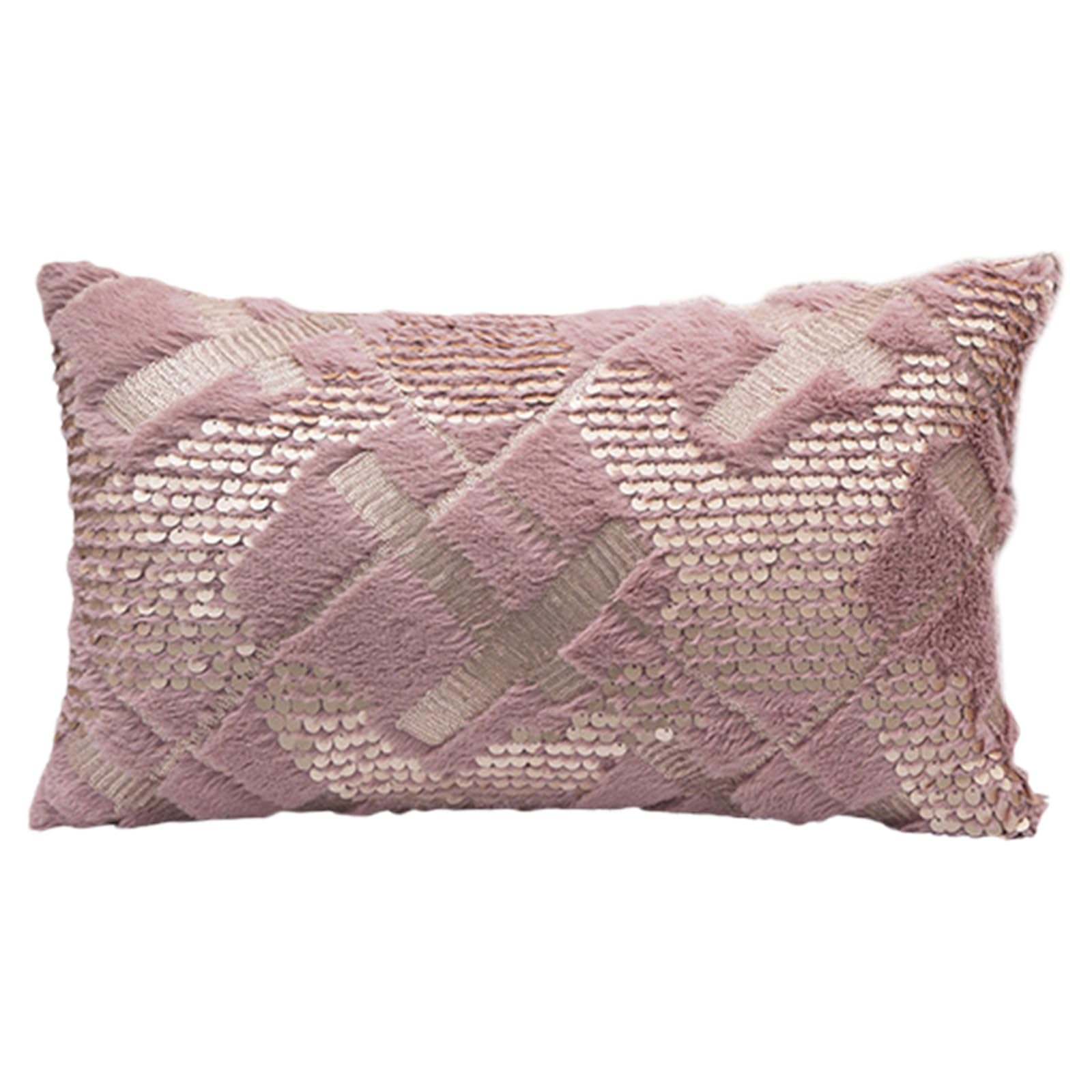 Xinsheinelry Stylish Faux Furs Cushions Covers Pillow Covers with Opulents Sequins Embroidery for Refineds Home Atmospheres Styles Pillowcase