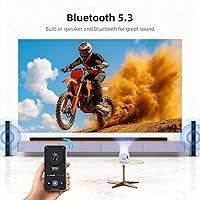 Vista 6 de Projector with WiFi and Bluetooth, Mini Projector, 4K Support Android 11.0 Portable Movie Projector, 270° Rotation Automatic Vertical Keystone