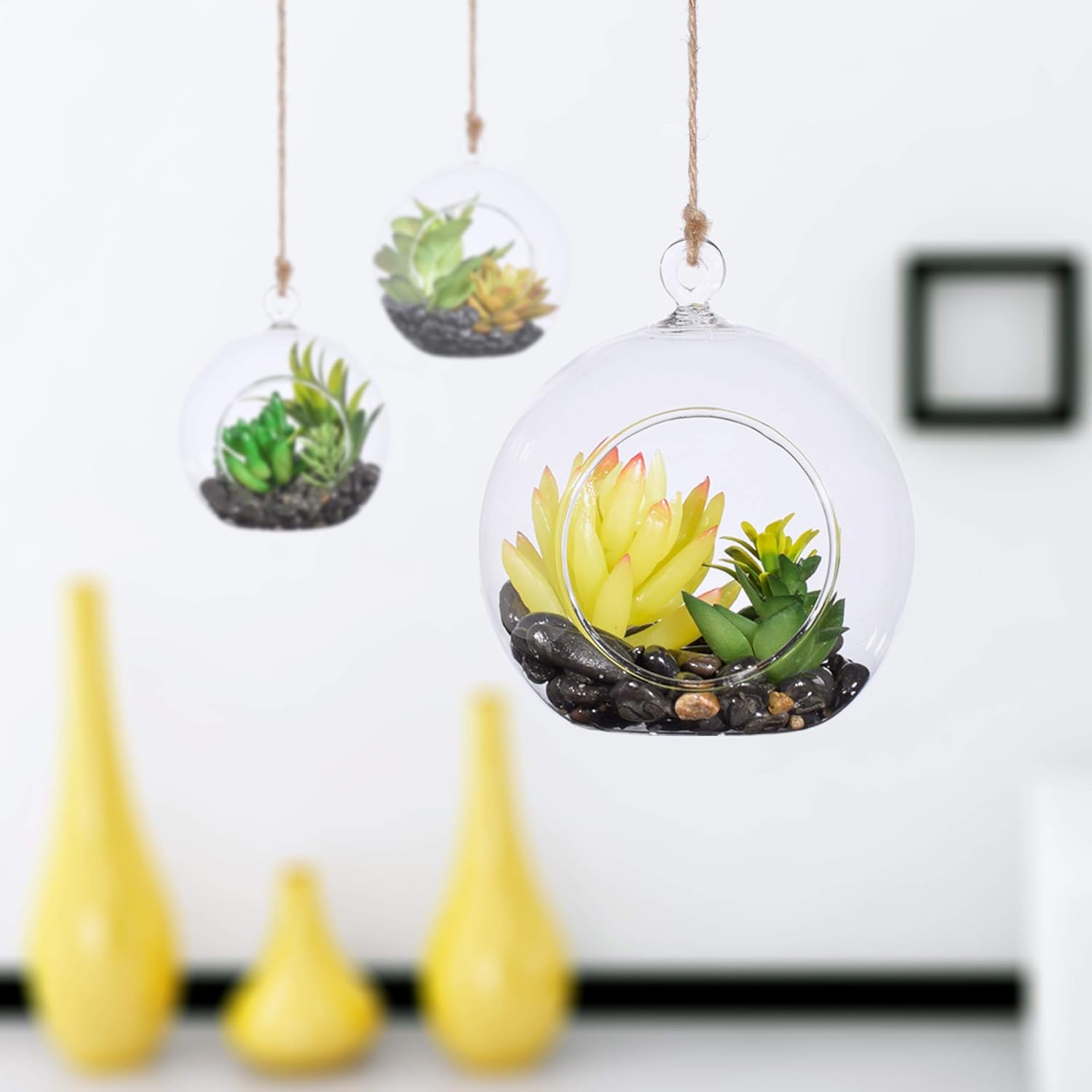 Hanging Glass Planter Round Air Plant Terrarium Hanging,Decorations for Succulent Tillandsia, Candle Holder, Wedding Decorations and Display 18 Packs