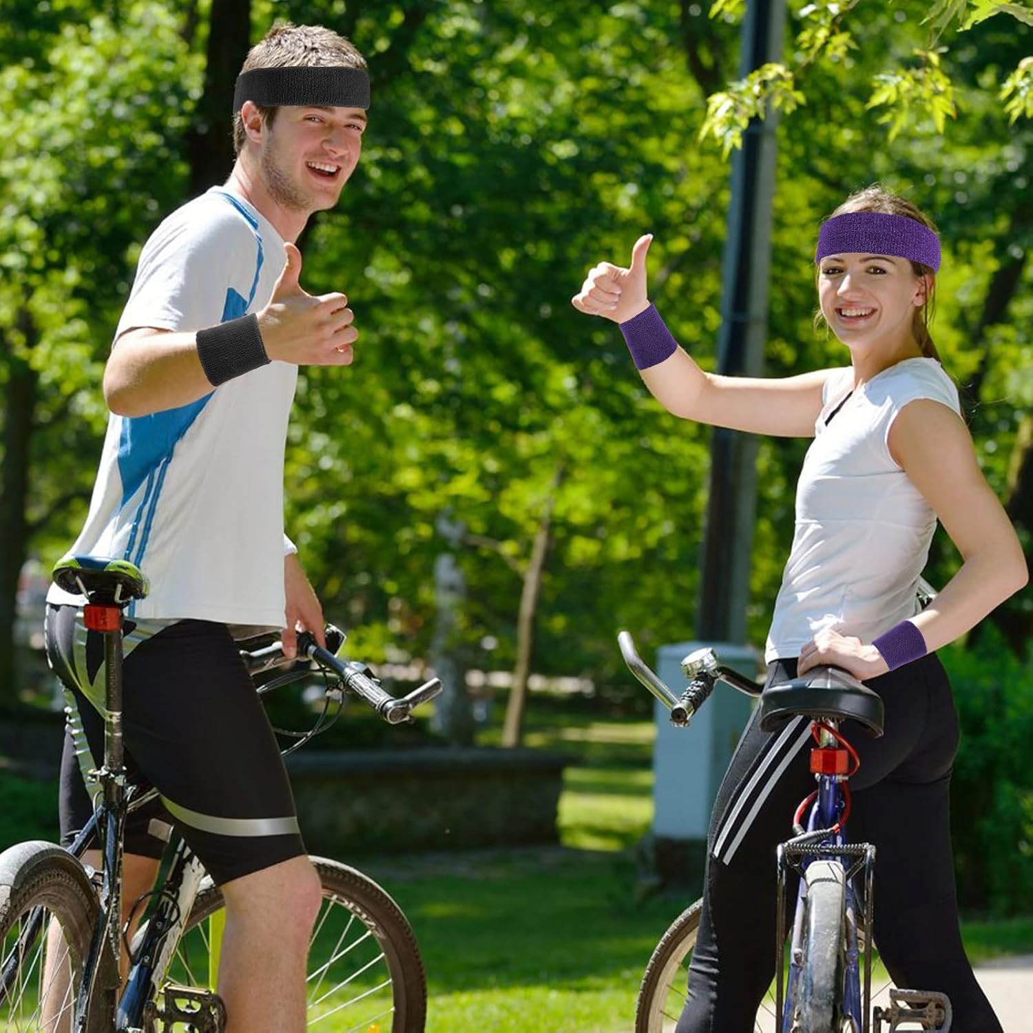 18 Pcs Sweatbands Headband Wristband Set Colorful Striped Terry Cloth Sports Athletic Gym 80s Sweat Headbands - Image 7