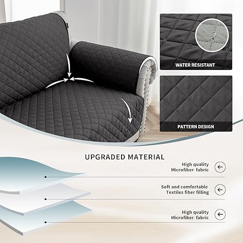 Miniatura 9 de MIFXIN Funda para sofá seccional 1 pieza reversible impermeable en forma de L funda protectora de muebles para niños perros gatos con correas