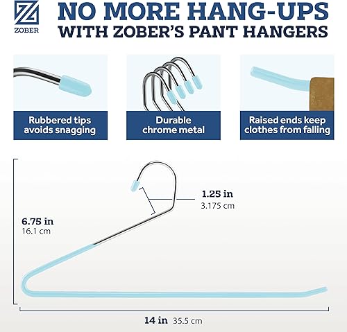 Miniatura 3 de Zober Perchas antideslizantes para pantalones, paquete de 40 perchas para pantalones y jeans con extremos abiertos para armario, perchas de ropa que