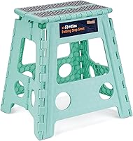 Vista 31 de Flottian Taburete plegable de 13 pulgadas para adultos y niños con capacidad para hasta 300 libras, taburetes plegables antideslizantes con asa