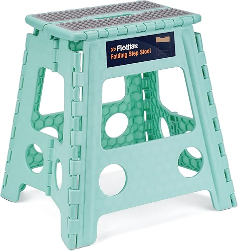 Miniatura 186 de Flottian Taburete plegable de 18 pulgadas para adultos y niños con capacidad para hasta 300 libras, taburetes plegables antideslizantes con asa,