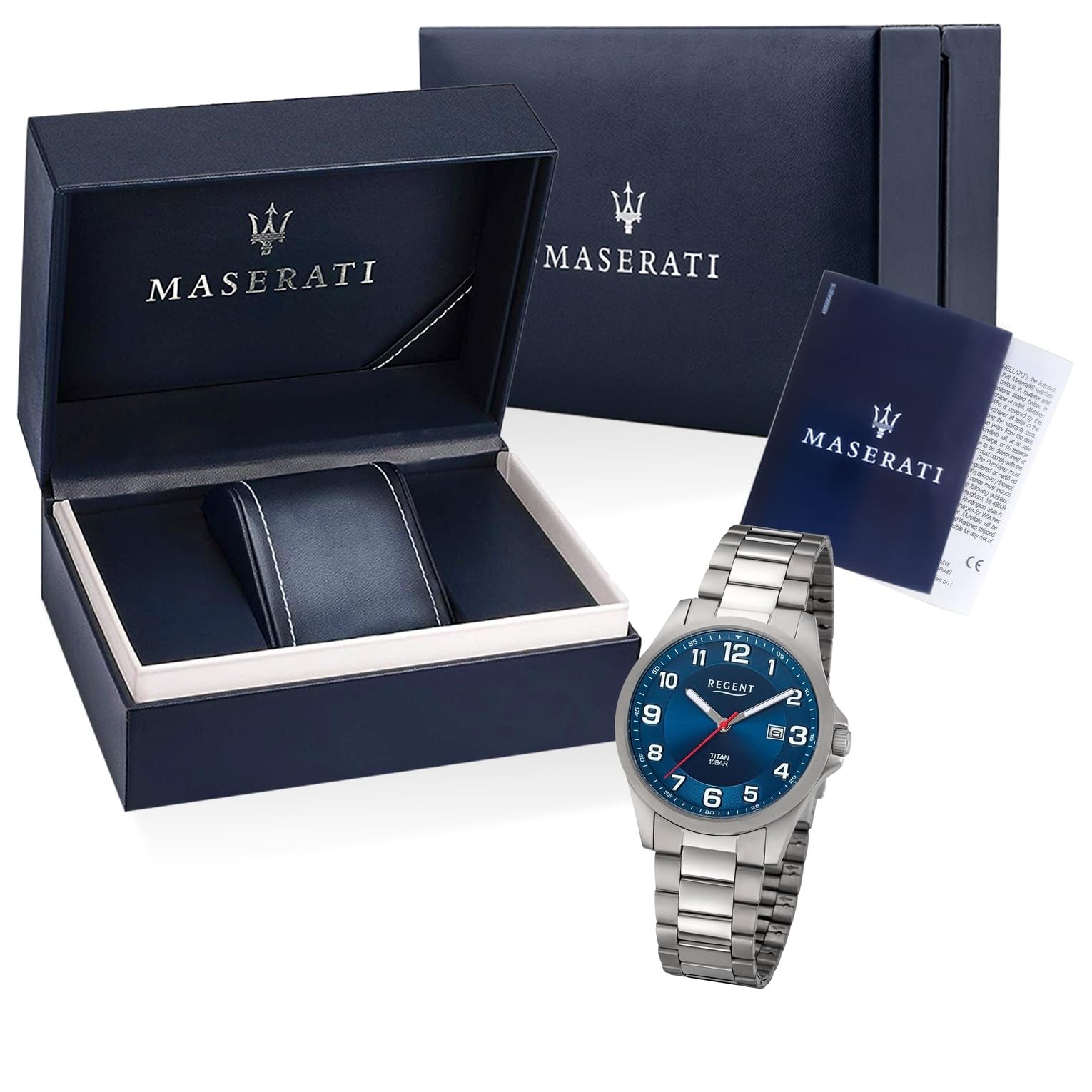 Regent Herren Armbanduhr in der Farbe Silber mit Armband aus Titan, Wasserdichtigkeit: 10 bar, Gehäusedurchmesser: 39 mm, 11090371