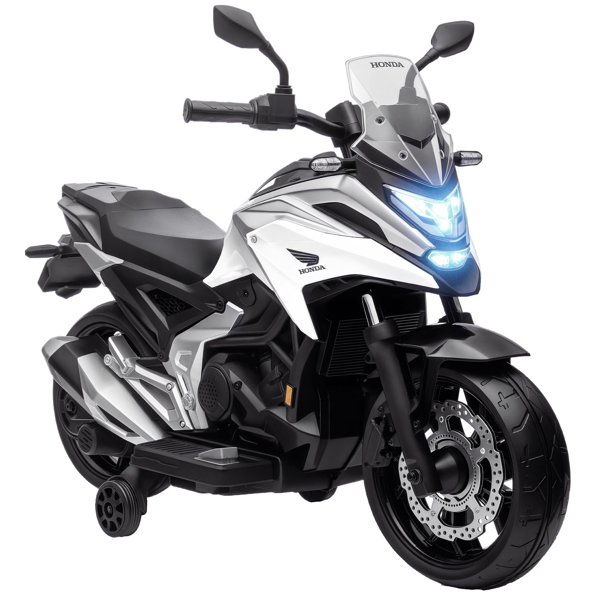 AIYAPLAY Moto électrique Enfants Honda 3-6 Ans Musique Phares 2 Roues d'entraînement 107x46x75 cm Blanc
